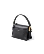 Binxie Schultertasche aus genarbtem Leder in Schwarz - 19x14x9 cm