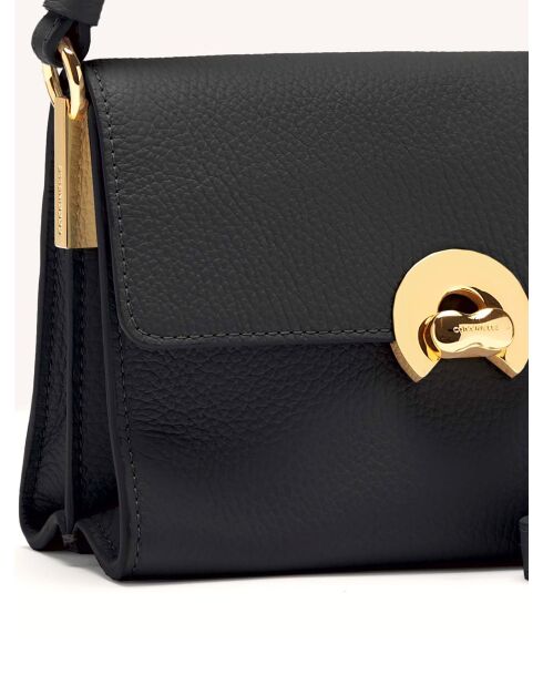 Bandolera Binxie de piel granulada negra - 19x14x9 cm