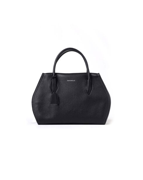 Lord Schultertasche aus genarbtem Leder in Schwarz - 30x20x13 cm