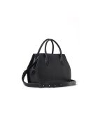 Lord Schultertasche aus genarbtem Leder in Schwarz - 30x20x13 cm
