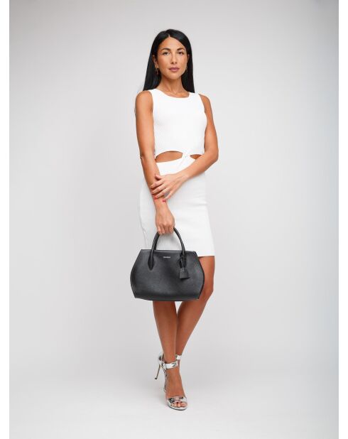 Lord Schultertasche aus genarbtem Leder in Schwarz - 30x20x13 cm