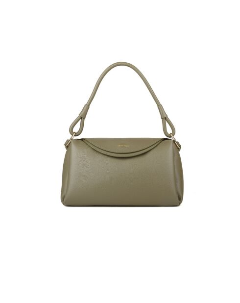 Bolso de hombro Eclyps de piel granulada verde laurel - 29,5x20x13 cm