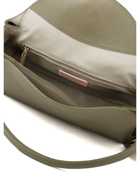 Bolso de hombro Eclyps de piel granulada verde laurel - 29,5x20x13 cm