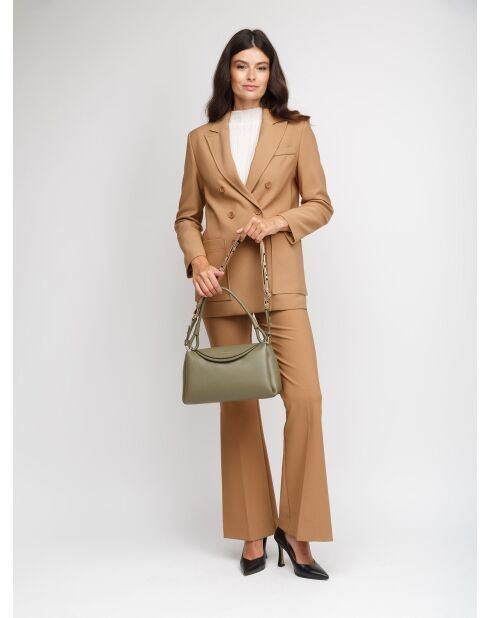 Bolso de hombro Eclyps de piel granulada verde laurel - 29,5x20x13 cm