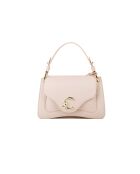 Bolso C-Me de piel granulada beige - 23,5x16x9 cm