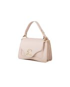 Bolso C-Me de piel granulada beige - 23,5x16x9 cm