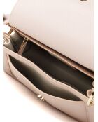Bolso C-Me de piel granulada beige - 23,5x16x9 cm