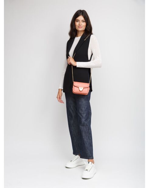 Bandolera de piel de becerro de geranio - 15x11,5x6 cm