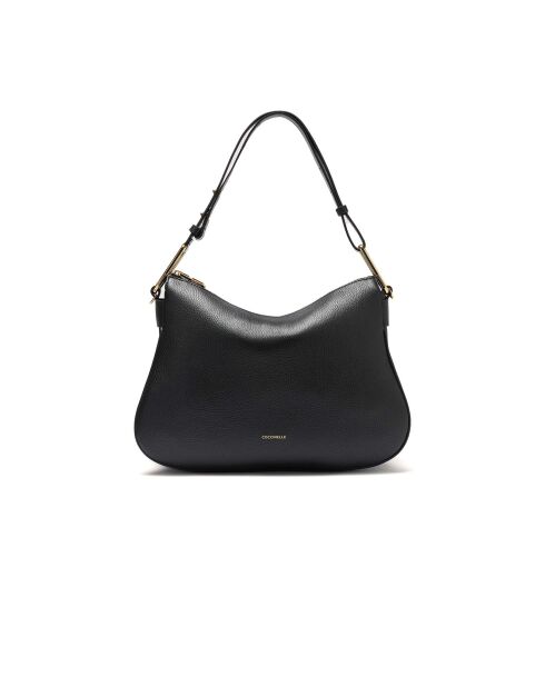 Weiche Schultertasche Magie aus schwarzem genarbtem Leder - 36x24x10,5 cm