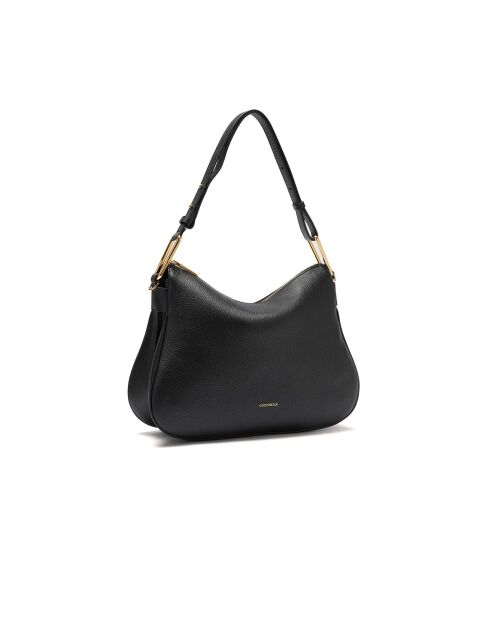 Weiche Schultertasche Magie aus schwarzem genarbtem Leder - 36x24x10,5 cm