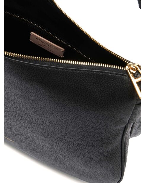 Weiche Schultertasche Magie aus schwarzem genarbtem Leder - 36x24x10,5 cm