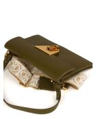 Olivgrüne Schultertasche aus glattem Kalbsleder - 25x14x2 cm