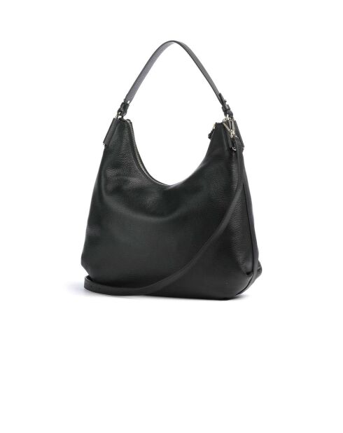 Rebekka schoudertas in zwart generfd leer - 38x24x12 cm