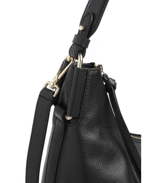 Rebekka schoudertas in zwart generfd leer - 38x24x12 cm