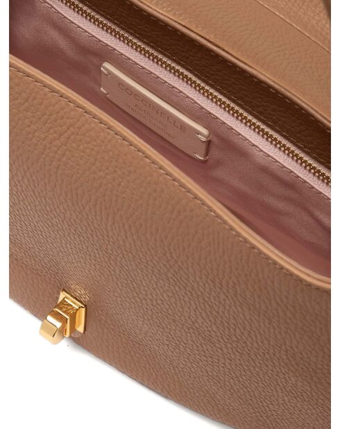 Magie zachte schoudertas in nude-generfd leer - 30,5x18x8 cm