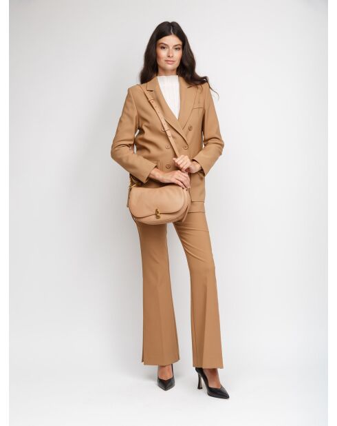 Magie zachte schoudertas in nude-generfd leer - 30,5x18x8 cm