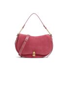 Schoudertas van palissanderkleurig suède - 30,5x18x8 cm