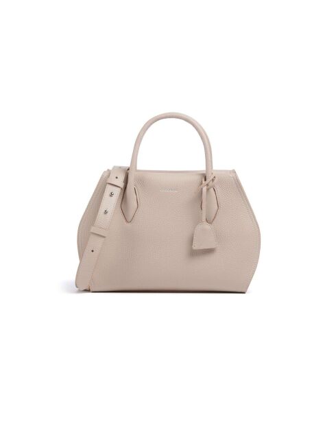 Bolso Lord de piel granulada beige - 30x20x13 cm