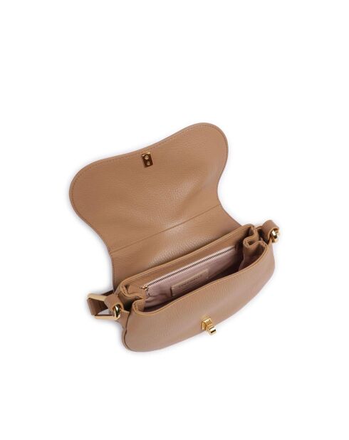 Weiche Schultertasche Magie aus nudefarbenem genarbtem Leder - 22x14x4 cm