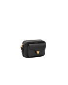 Beat Schultertasche aus genarbtem Leder in Schwarz, 18 x 11,5 x 5 cm
