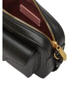 Beat Schultertasche aus genarbtem Leder in Schwarz, 18 x 11,5 x 5 cm