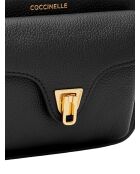 Beat Schultertasche aus genarbtem Leder in Schwarz, 18 x 11,5 x 5 cm