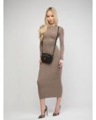 Beat Schultertasche aus genarbtem Leder in Schwarz, 18 x 11,5 x 5 cm