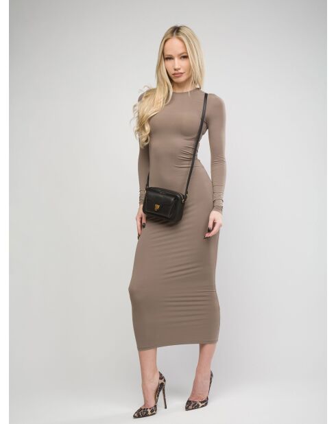 Beat Schultertasche aus genarbtem Leder in Schwarz, 18 x 11,5 x 5 cm