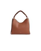 Bohème Grana dubbele schoudertas in dubbel cognackleurig generfd leer - 34x23x11 cm