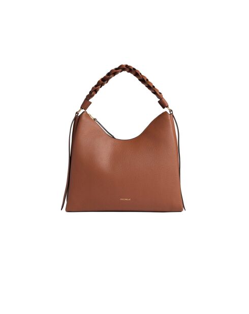 Bohème Grana dubbele schoudertas in dubbel cognackleurig generfd leer - 34x23x11 cm