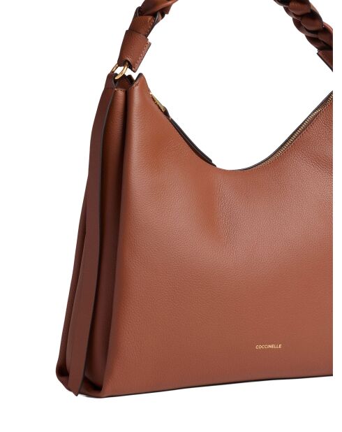 Bohème Grana dubbele schoudertas in dubbel cognackleurig generfd leer - 34x23x11 cm