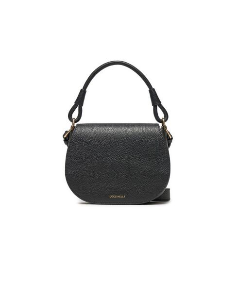 Sac porté épaule Eclyps en cuir grainé noir - 21x16x6 cm