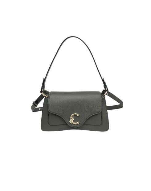 Borsa a tracolla C-Me in pelle martellata alga - 27,5x14x11 cm