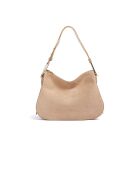 Bolso bandolera de gamuza nude - 36x24x10,5 cm