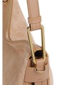 Bolso bandolera de gamuza nude - 36x24x10,5 cm