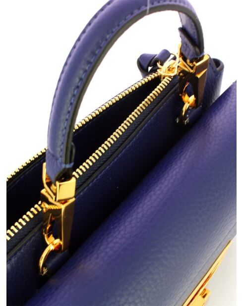 Arlettis Handtasche aus genarbtem Leder in Königsblau - 19x15x8 cm