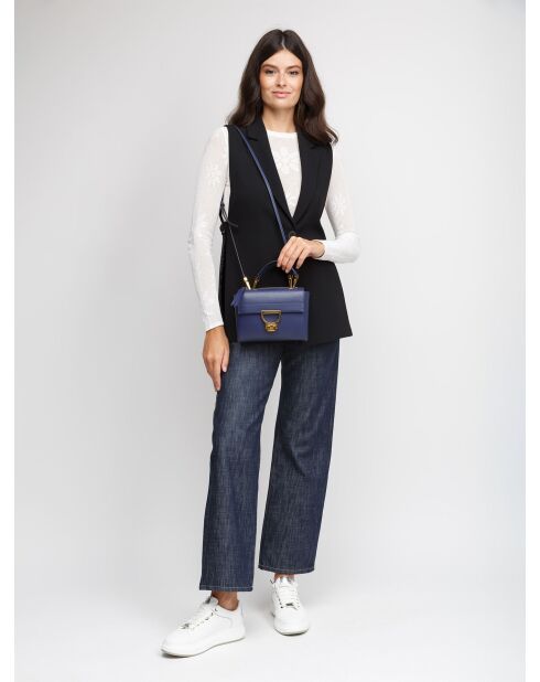 Arlettis Handtasche aus genarbtem Leder in Königsblau - 19x15x8 cm