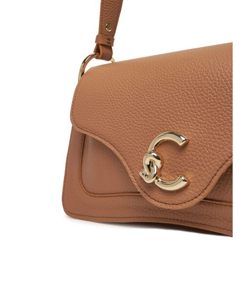 C-Me schoudertas van generfd nude-leer - 27,5x14x11 cm