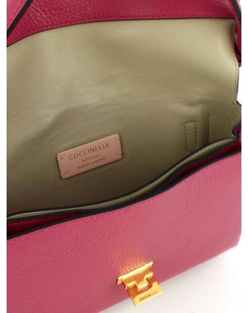 Bandolera Arlettis de piel granulada de palisandro - 25x18x7 cm