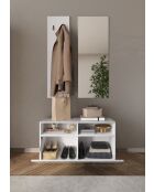 Villarica - Set de Meuble d'entrée laqué brillant blanc serigraphie & Miroir - 3 pieces