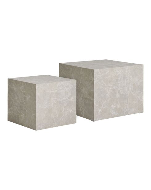 2 Prager Couchtische in beiger Marmoroptik