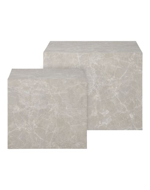 2 Prager Couchtische in beiger Marmoroptik