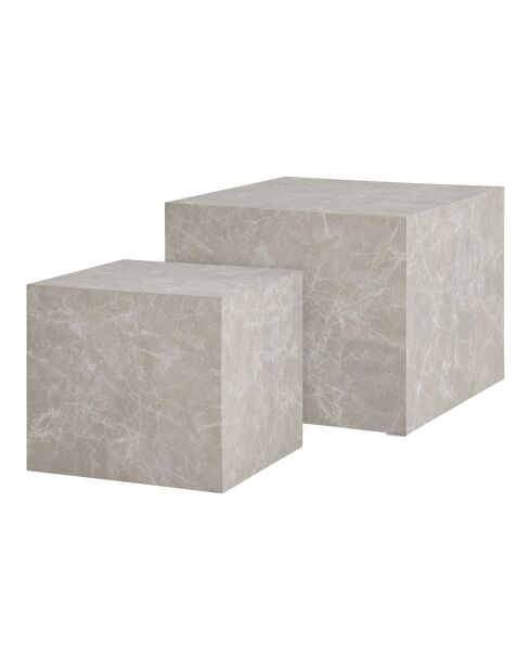 2 Prager Couchtische in beiger Marmoroptik