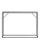 Consola Vita, mesa, consola, 1 estante, aspecto travertino, estructura negra, 110 x 26 x 80 cm