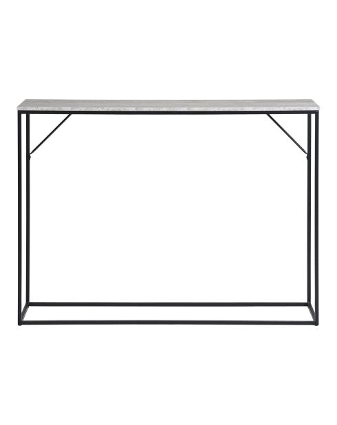 Vita Konsole Tischkonsole 1 Ablage Travertinoptik schwarze Struktur - 110x26x80 cm