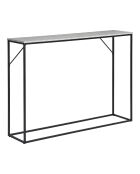 Consola Vita, mesa, consola, 1 estante, aspecto travertino, estructura negra, 110 x 26 x 80 cm