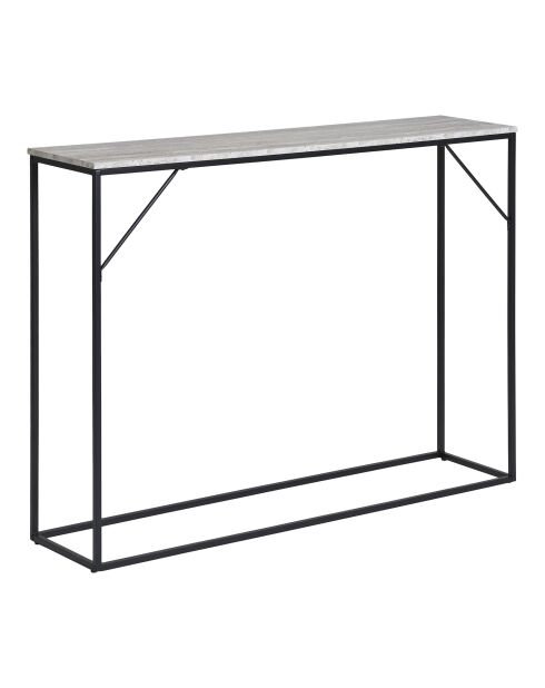Vita Konsole Tischkonsole 1 Ablage Travertinoptik schwarze Struktur - 110x26x80 cm
