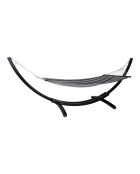 Hamaca sobre soporte de madera de alerce poliéster/algodón negro/gris/blanco - 320x120x120 cm