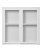 Ventana suspendida Brisbane, 2 puertas de cristal, acero blanco, 18x80x80 cm