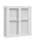 Ventana suspendida Brisbane, 2 puertas de cristal, acero blanco, 18x80x80 cm